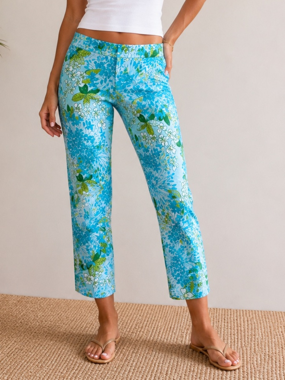 Lilly Pulitzer Resort Fit Straight Leg Pants Size 2 Tropical Print Retro Y2K
